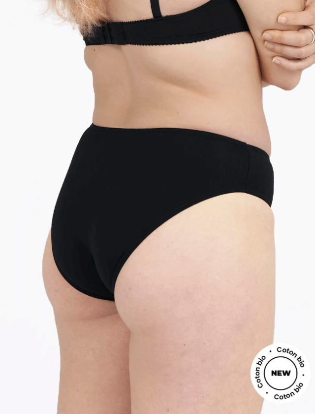 Culotte menstruelle en coton bio noire 🩸🩸🩸