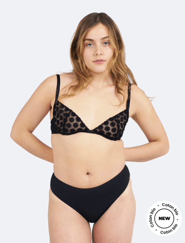 Culotte menstruelle en coton bio noire