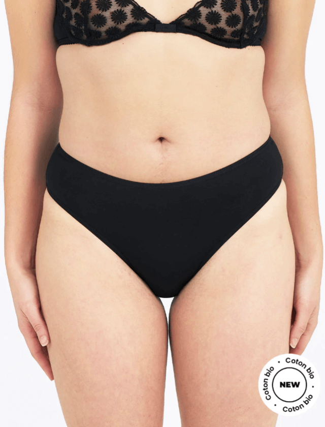 Culotte menstruelle en coton bio noire 🩸🩸🩸