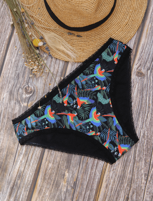 Culotte menstruelle taille basse à motifs colorés - Macao 🩸🩸🩸