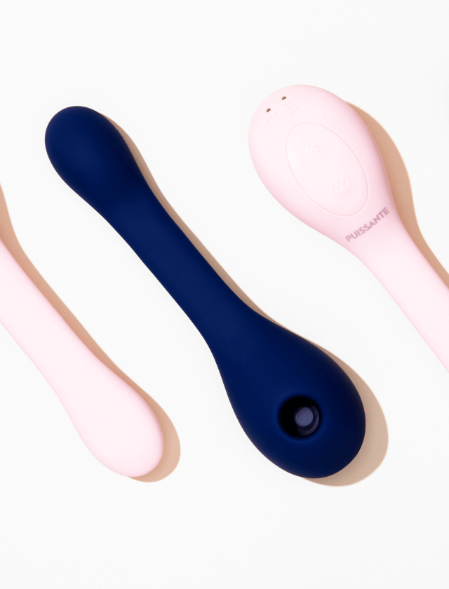 stimulateur clitoridien et vibromasseur Coco bleu et rose de Puissante