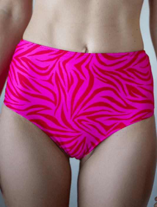 Culotte de bain menstruelle taille haute red-zébra 🩸